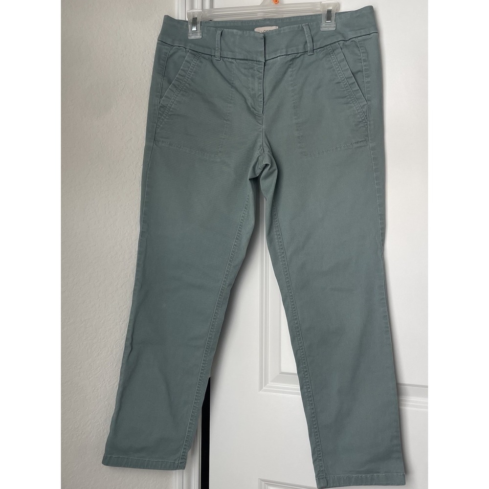 LOFT Outlet Modern Chino Crop Pants Women's 6 Green Casual Stretch Preppy Summer
